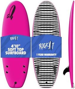 Rock-It 4'10" CHUB Soft Top Kids Mini Surfboard - Innovative Design, Easy to Paddle and Maneuverable for Beginners (Pink)