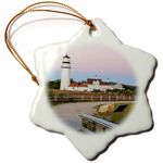 3dRose Highland Light in The Cape Cod National Seashore Truro, Massachusetts Snowflake Ornament, 3"