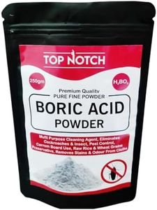 Boric Acid Powder 250gm for Cockroaches, Ants, Bed Bug Killer | Multi Purpose Uses | Fine Carrom Powder, Rice Preservative | Industrial Grade Cleaning Agent by TOP NOTCH (250Gm)