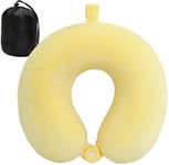 DUANY STORE Neck Pillow for Traveling, Upgraded Travel Neck Pillow for Airplane 100 Percentage Pure Memory Foam Travel Pillow for Flight Headrest Sleep, Portable Plane Accessories Yellow