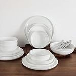 Table 12 16-Piece Natural White Coupe Dinnerware Set, Service for 4