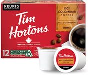 Tim Hortons 100% Colombian, Medium Dark Roast Coffee, Single-Serve K-Cup Pods Compatible with Keurig Brewers, 12ct K-Cups, Red