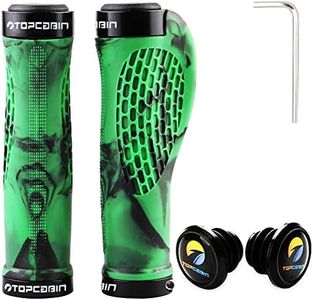 TOPCABIN Bike Grips,Ergonomic Design Bicycle Grips Widen Holding Rubber Bike Handlebar Grips with Aluminum LockGrips for Bike Mountain Road MTB (Rubber Green (1 Pair))