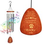 Personalised Dog Memorial Gifts Pet Memorial Wind Chimes Custom Pet Bereavement Gifts 25.5 Inch Wind Chimes for Garden Outdoor Patio Windchimes for Loss of Dog Cat(Design 2, Silver)