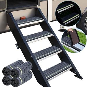 CNIYXA Reflective RV Step Covers 4 Pack Upgraded RV Step Rugs Mat Non-Slip Camper Step Covers Carpet for RV Stair Indoor Stair Pads Make Your RV Safe and Clean (24X7.5 inch/4 Pack)