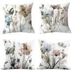 Bicuces 4 Pack Throw Pillow Covers Flowers Pillow Covers Decorative Pillow Covers Short Velour Throw Pillow Covers Cushion Cases Pillowcases Flower Outdoor Home Decor for Sofa Bedroom Office Car