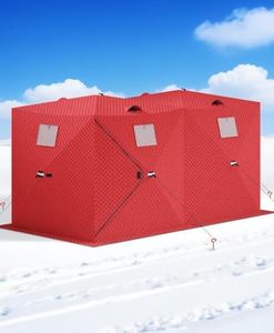 Pop-Up Ice Fishing Tent,Portable 3-Layer Insulated Ice Fishing Shelter Tent,6-8 Persons, Waterproof Oxford Fabric, Includes Anchors, Ropes & Carry Bag for Winter