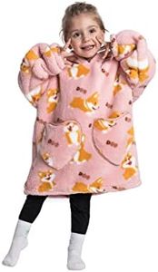 Pterygoid Wearable Blanket Hoodie for Kids,Oversized FLeece Hooded Sweatshirt with Pocket for Children Girls Boys