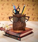 Eximious India PJ02 Owl Design Rustic Wood Pencil Holder Pen Cup Spectacle Eyeglasses Holder Desk Caddy Organizer Office Supplies Accessories Gift Ideas Office Coworkers