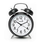 FLOITTUY (Loud Alarm for Deep Sleepers) 4'' Twin Bell Alarm Clock with Backlight for Bedroom and Home Decoration(Black)