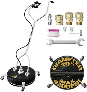 EDOU Direct Dual Handle Pressure Washer Surface Cleaner 20" with Wheels | Composite | Heavy Duty | 4,500 PSI Max Working Pressure | Includes: 3/8" Quick Connector Kit, Teflon Tape