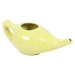 Ceramic Neti Pot Leak Proof Durable Non-Metallic | Natural Treatment for Sinus and Congestion (Yellow Mat)