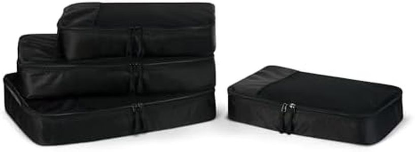 Amazon Essentials 4-Piece Packing Cubes Travel Accessories Set, Luggage Organizer with Double Zipper, Mesh Top, 100% Polyester, 2 Medium/2 Large, Black (Previously Amazon Basics)