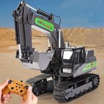 Black Foru Remote Control Excavator Toy, 12 Channel RC Construction Vehicles 680 ° Rotary Working Tower Haulers Digger Toys Engineering Vehicle Model Gift for 6 7 8 9 10 Years Old Kids Boys