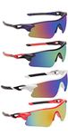 TENFORD Combo Set Of 4 UV Protected Sports Sunglasses for Women Men Multicolored Outdoor Sports Cricket, Cycling, Riding, Running, Baseball, Fishing Glasses Goggle (Unisex Adult) (blu+blr+wt+rd)