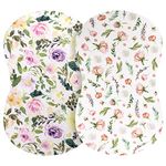 Pobibaby - 2 Pack Premium Bassinet Sheets for Standard Bassinets - Ultra-Soft Organic Cotton Blend, Stylish Floral Pattern, Safe and Snug for Baby (Allure)