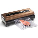 Mesliese Vacuum Sealer Machine Powerful 90Kpa Precision 6-in-1 Compact Vacuum Food Preservation System with Cutter, 2 Bag Rolls & 5 Pre-cut Bags, Dry&Moist Modes Smart Suction, ETL Listed (Copper)