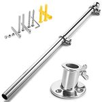 ZOMCHAIN Marine Flag Pole with Base, Flag Pole Holder, 316 Stainless Steel Flag Pole Set for Boat, Yacht, Truck and Yard - Flag Pole 24 inch