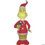 Gemmy 4' Christmas Airblown Inflatable Dr. Seuss Grinch with Candy Cane Indoor/Outdoor Holiday Decoration