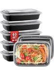 NEEBAKE 60 Sets 28oz Meal Prep Container - Reusable Plastic Food Storage Containers with Lids, Fits Microwave, Freezer and Dishwasher Safe