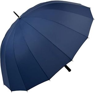 iX-brella - Paraguas XXL ligero de 16 piezas con agradable agarre suave - Diámetro 1,29 metros, Insignia Azul, 129 cm, Paraguas de golf XXL