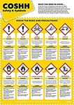 COSHH Safety & Symbols | Health and Safety Posters | Laminated Gloss Paper 850mm x 594mm (A1) | Health and Safety Office and Commercial Wall Charts | Education Charts by Daydream Education