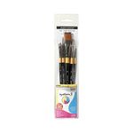 Daler-Rowney System3 Acrylic Brush Wallet Set, Synthetic Hair, Short Handle, 5 Assorted Brushes, Ideal for Professional Artists & Students