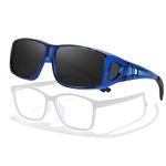 LVIOE Over Glasses Sunglasses Wrap Around Polarized Sunglasses for Men Women Fit Over Prescription Glasses with UV Protection, A02 Blue Frame Polarized Black Lens Wrap Around Sunglasses, Large