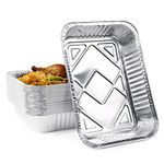 MATANA - 25 Reusable Large Silver Aluminium Foil Roasting Oven Trays (37x27cm/5000ml)