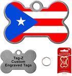 PUERTO RICO FLAG - CUSTOMIZED - PET TAG - BONE Shape - Tag-Z Dog Tags