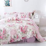 FADFAY Home Textile Pink Rose Floral Print Duvet Cover Bedding Set For Girls 4 Pieces Twin Size