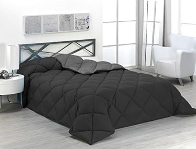 SABANALIA - Edredón nórdico de 400 g Reversible (Bicolor) | Relleno de Fibra Hueca Virgen Siliconada | Hipoalergénico | Válido para Cama de 135/150 cm (240x270), Color Gris y Negro