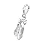 The Rose & Silver Company Women 925 Sterling Silver Ballet Pumps Shaped Charm with Clip On Clasp