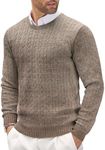 COOFANDY Men's Crewneck Cable Knit Sweaters Long Sleeve Lightweight Casual Twist Patterned Pullover Sweater