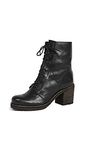 Frye Women's Karen Combat Leather Boots Black/Vintage Veg Tan, Size 5.5