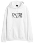 THE DUFFERS Men & Women Cotton Led-Zeppelin Hoodie Vintage Music Band Printed Hooded Sweatshirt White