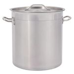 DULNICE Stainless Steel Stock Pot with Cover,Induction Commercial Grade Stockpot,Tri-Ply Composite Bottom, Silver (25 Litre with Lid)