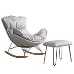 Modern Rocking Chairs, Upholstered Rocker Glider Chair, Rocking Chair Nursery, Cuddle Chair, Suitable for Nursery, Bedroom，Living Room (Color : Gray+pedal)