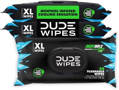 DUDE Wipes MentHOLE XXtreme Flushable Wipes - Menthol Infused Extra-Large Adult Wet Wipes - 3 Pack (144 Count) - Infused with Menthol for a Cooling Sensation - Septic and Sewer Safe