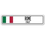 Rome, Italy Street Sign Italian Flag City Country Road Wall Gift