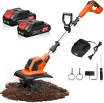 Yofidra 21V Cordless Tiller Cultivator, Electric Garden Tiller, Battery Powered Tiller for Gardening, 350RPM Tilling 9in Width and 6.3in Depth Garden Rototiller for Lawn/Gardening/Soil Cultivation