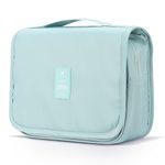 Mossio Toiletry Bag Lightweight Canvas Bathroom Organizer Spave Saver Essentials Cosmetic Bag Sky Blue, 35 x 31 Millimeters