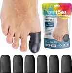 ZenToes 6 Pack Gel Toe Cap and Protector - Cushions and Protects to Provide Relief from Missing or Ingrown Toenails, Corns, Blisters, Hammer Toes (Large, Black)