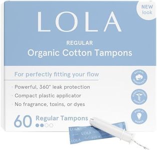 LOLA Organic Cotton Tampons, 60 Count - Tampons Regular, Period Feminine Hygiene Products, HSA FSA Approved Products Feminine Care