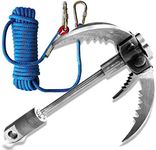 Grappling Hook with Rope 32ft. Set. 4-Claw Folding Durable Stainless Steel Compact Perfect for Outdoor Survival, Retrieval, Camping, Hiking, Tree Mountain, and Climbing