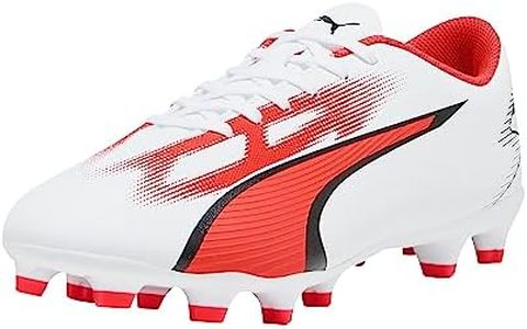 PUMA Mens Ultra Play Firm, Artificial Ground Soccer Cleats, PUMA Mens White-PUMA Mens Black-Fire Orchid, 7.5