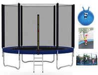 Heavy Duty 6FT 8FT 10FT 12FT 14FT Outdoor Trampoline with Enclosure Net for Kids Spring Cover Ladder FREE Space Hopper (8ft)