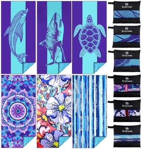 Qinqinamu Microfiber Beach Towel with Bag Oversized 71x32 Sand Free 6 Pack