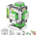 HueparPro ZK04CG Laser Level, 4x36 Inch High Precision Professional 4D Construction Laser Tool with 8000mAh Rechargeable Lithium-Ion Battery and Carrying Case