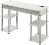 Convenience Concepts Designs2Go No Tools Student Desk with Charging Station and Shelves, White